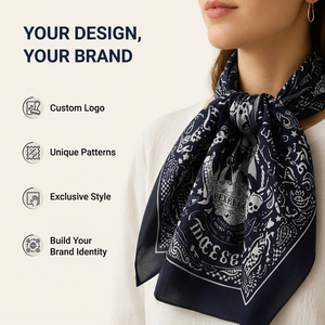 Foulard carré en coton avec logo personnalisé, bandana streetwear, foulard de mode, design personnalisé, fabricant OEM ODM - Product Image 5