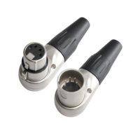 4 5 Pin Zinc Alloy Cover XLR Cannon Silver Plating Male-Female Plug Right Angle Connector for Guitar Audio Speaker