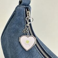 Gantungan Kunci Multifungsi Cermin Lipat Dua Sisi Bentuk Hati Cinta Warna Pink, Cantik dan Lucu, Liontin Tas, Gantungan Kunci Logam, Cermin Rias