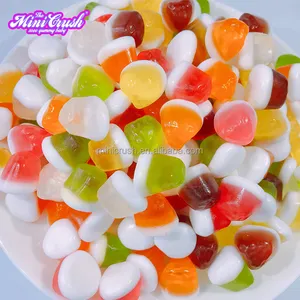 Doces de goma frutados multicoloridos em forma de fruta com baixo teor de açúcar doces de frutas macias revestidos de desenho animado