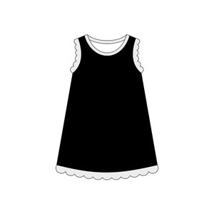 Vestido de verano para niña GSD4056, azul marino, blanco liso con estampado de vieiras, sin mangas, transpirable, hasta la rodilla, venta al por mayor para niños - Product Image 4