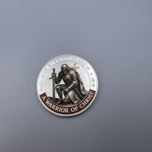 Moneta commemorativa 3D Cavaliere Templare Uomo di Fede, Regalo da collezione Onore della Fratellanza del Guerriero - Vendita all'ingrosso - Product Image 4