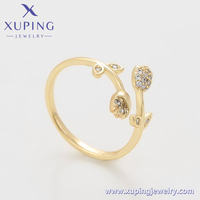 14R2411607 Bijoux Xuping Bague simple fleur en gros Bague plaquée or 14 carats Bijoux en or pour femmes Bague en cuivre