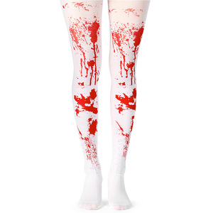 Bas de cuisse imbibés de sang blancs avec croix rouge, pour déguisement d'infirmière, chaussettes au-dessus du genou pour femme, accessoires d'Halloween - Product Image 5