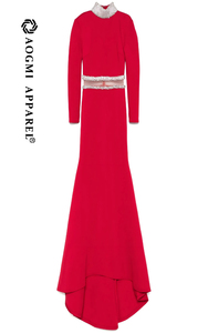 Haute Couture Ladies Maxi <strong>Dress</strong> <strong>Wool</strong> Taffeta Fabric Anti-Wrinkle Breathable Trumpet/Mermaid Silhouette <strong>Long</strong> <strong>Sleeves</strong> Elastic - Product Image 2