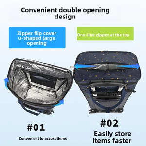 Vente en gros de <span class=keywords><strong>chariot</strong></span> d'épicerie <span class=keywords><strong>pliable</strong></span> de grande capacité Roues universelles Sac isolé en feuille d'étain Fabriqué en Oxford PP - Product Image 3