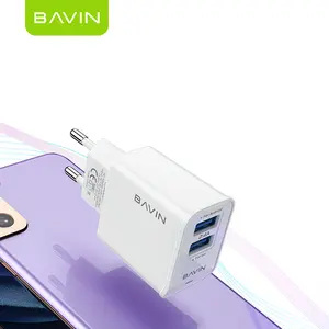 Bavin Usb Travel Charger Adapter 2.4 USB Charger 2 Port EU US Plug Quick Charge dengan Plug Yang Dapat Diganti untuk Charger Dinding Ponsel