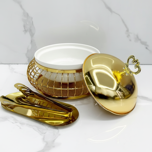 Scaldavivande in ceramica da 2L per buffet, senza fumo, alimentato ad alcol, per hotel e ristoranti, colore oro - Product Image 3