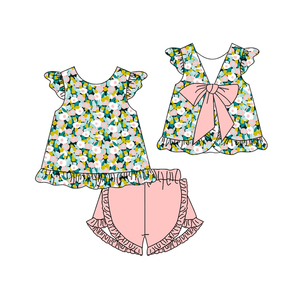 Conjuntos de Pantalones Cortos para Niños, Personalizados, Casuales, con Estampado Floral, de Algodón y Elastano, Transpirables, para Primavera y Otoño, con Lazos Grandes, Ropa para Bebés - Product Image 2