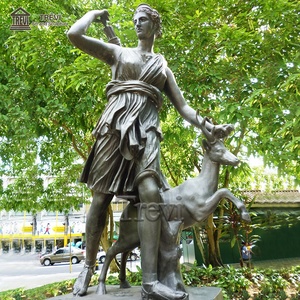Escultura de decoración de jardín al aire libre, estatua de artemis y ciervo de bronce personalizada de tamaño real - Product Image 3