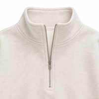 Ensemble jogging deux pièces personnalisé en gros, sweat-shirt à col montant semi-zippé et pantalon de jogging, couleur avoine chiné, avec cordon de serrage et poche plaquée, OEM