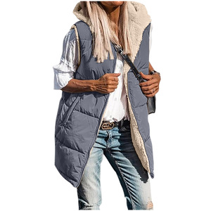 Pour <span class=keywords><strong>Amazon</strong></span> nouvelle veste rembourrée en coton à capuche européenne américaine <span class=keywords><strong>gilet</strong></span> Double face porter <span class=keywords><strong>chaud</strong></span> Cardigan imperméable coupe-vent manteau - Product Image 1