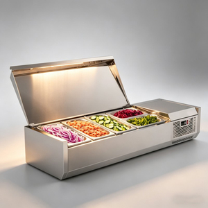 Commercial Stainless Steel Refrigerated Prep <b>Table</b> Countertop Salad Cooler For Restaurant Ingredient Storage - Product Image 2