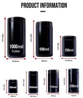 Bocaux en verre violet UV noir personnalisés de 50 ml, 100 ml, 150 ml, 200 ml, 250 ml, 500 ml pour la conservation des aliments, des herbes et des fleurs, avec couvercles en ABS/Bakélite