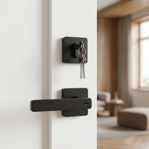 Juego de Manijas de Puerta Cuadradas de Aleación de Zinc en Gris Metálico Mate, Resistentes, con Cerradura Tubular y Pestillo de Seguridad - Product Image 2