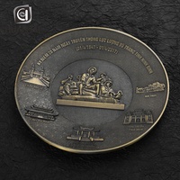 Antique cuivre placage 3D Corée vladivostok plaque de métal souvenir