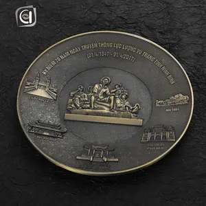 Antique cuivre placage 3D Corée vladivostok plaque de métal souvenir