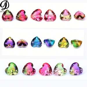 Nouvelle pierre d'arrivée pour la fabrication de bijoux BX07 pierre de verre tourmaline synthétique bicolore - Product Image 2