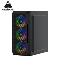 Gabinete de Computadora para Juegos AntarcChill Black Mid Tower ATX, Panel Frontal de Malla, Vidrio Templado, USB 3.0, Alto Flujo de Aire, Chasis de Refrigeración