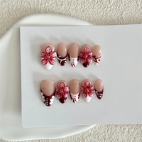 Uñas Postizas de Primavera con Diseño de Luna y Estrella en Azul y Morado, Hechas a Mano, con Gemas, de Lujo, con Soporte Personalizado y Empaque Personalizado