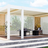 Pergola écologique à lames orientables en aluminium, manuelle ou électrique, avec dimensions personnalisées et accessoires de fixation