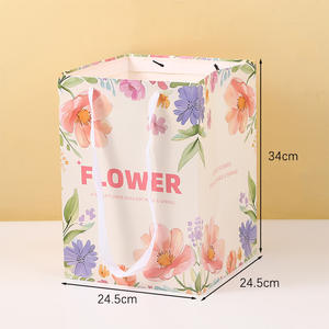 Nueva Serie de Bolsas de Mano de Cartón Blanco con Diseño de Flores Pintadas al Óleo, Asa de Cinta, <span class=keywords><strong>Película</strong></span> Laminada, Regalo de San Valentín Rojo, Cuadradas, Venta al por Mayor - Product Image 2