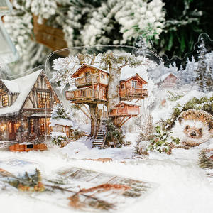 20 feuilles/paquet d'autocollants pour animaux de compagnie paysage en peinture série rétro montagne et rivière thème bricolage paysage - Product Image 4