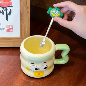 Cute Cartoon Ceramic Mug With Lid And Straw For Kids And Adults Birthday Gift Summer 2024 BSL 244 - Product Image 2