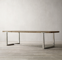 Mobilier de salle à manger américain en bois massif table d'artisanat forgée Hotel Villa peut être personnalisé taille