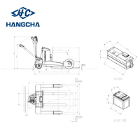 Transpalette électrique tout-terrain Hangcha 1,5 tonne avec batterie lithium-ion, longueur de fourche 1070 mm, opération debout, électrique latéral