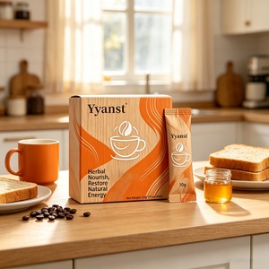 Herbal Natural Raw Instant Coffee 10g*10 Sachets Wood Grain <b>Orange</b> Curve Coffee Cup Print <b>Paper</b> Box Custom OEM Bulk Carton - Product Image 4