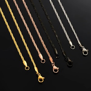 Collier en Chaîne Torsadée Plate en Acier Inoxydable de 2 mm d'Épaisseur, Couleur Or et Rose pour Femmes et Filles, 16 à 30 Pouces - Product Image 3