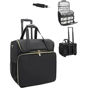 Neues Design Langlebiger Großhandel Rolling Professional Cosmetics Makeup Bag Friseur tasche mit Rädern