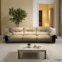 Mumei 2025 Crème Canapé en cuir Art Simple Marshmallow Cloud Design Straight Style pour petit salon Mobilier de maison moderne