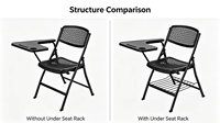 Chaise pliante en plastique économique avec tableau d'écriture, porte-livre et support pour tablette, taille personnalisée, multi-usages
