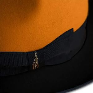 Unisex orange Black Wool Felt Fedora <b>Hat</b> Wide Flat Brim Formal Dress <b>Hat</b> 56-58CM Adult Vintage Style - Product Image 4