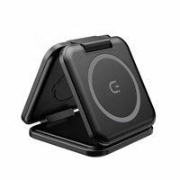 Chargeur sans fil magnétique pliable 15W, station de charge rapide 3-en-1 USB-C portable pour téléphone portable, écouteurs, montre connectée, adaptateur