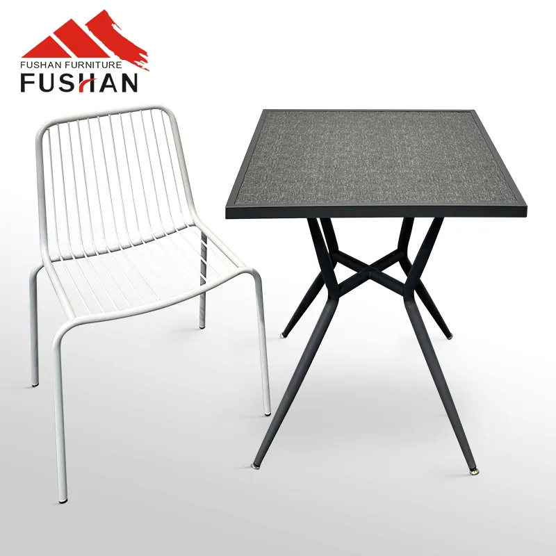 FUSHAN 도매 금속 레스토랑 커피 테이블 강화 유리 테이블 테이블 상단 야외 식탁
