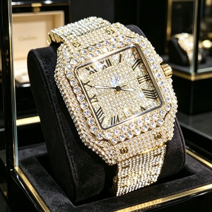 Reloj de Moissanita de Alta Calidad, Moderno Reloj Mecánico Automático para Hombre, Completamente Adornado con Cristales, Estilo Hip Hop de Lujo - Product Image 1