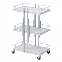 Chariot de Salon Métallique Noir à 3 Niveaux avec Roues pour Salon de Coiffure, Salon, Spa, Manucure, Esthétique, Cils, Ongles – Style Contemporain