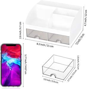 Organizador de Escritorio <span class=keywords><strong>con</strong></span> Cajones, Ligero, de PVC, Rectangular, para Mesa o Mostrador, Caja de Almacenamiento para Bolígrafos, Lápices y Artículos de Oficina - Product Image 3
