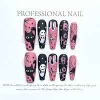 Design #1167 Halloween Rose Chat Noir Fantôme Araignée 10pcs Couverture Complète Mat Longs Ongles Faux Artificiels Press on Nails Tips