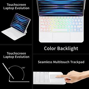 Clavier rétroéclairé RVB Clavier magique sans fil pour <span class=keywords><strong>iPad</strong></span> <span class=keywords><strong>Pro</strong></span> 11 pouces <span class=keywords><strong>iPad</strong></span> Air <span class=keywords><strong>5</strong></span> - Product Image 3