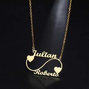 Colar Personalizado com Design de Coração e Dois Nomes, Joia de Moda em Ouro Folheado, Presente para Mulheres e Homens - Product Image 2