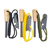 Ouvre-bouteille multifonctionnel d'extérieur, grattoir, bâton de feu tressé en paracorde, tige de magnésium étanche, manche en bois