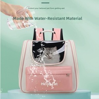 Sac à dos de transport pour animaux de compagnie imperméable Hello Cat, sac de voyage avec fenêtre transparente, ventilation en maille, portable et mignon pour chats et petits chiens