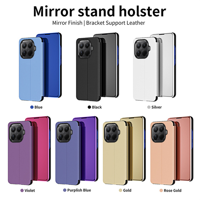 Smart Mirror View PU Leather Mobile Phone Case Full Protection Cover for Xiaomi 15T Pro 15T 14T Pro 14T