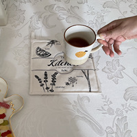 Napperon en tissu 100% coton, 1 pièce, tapis de table imprimé, ensemble de table à manger, porte-gobelet