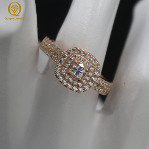 Bague de luxe pour femme à deux rangs de diamants, or 18 carats, diamant de laboratoire de haute qualité couleur D pureté VVS avec certificat IGI, personnalisable pour cadeau - Product Image 2