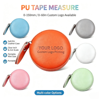 Étui en cuir PU coloré personnalisé, ruban métrique auto-enroulant 150 cm (60 pouces), mini ruban rétractable, 7 couleurs disponibles, cadeau pour la couture et l'artisanat